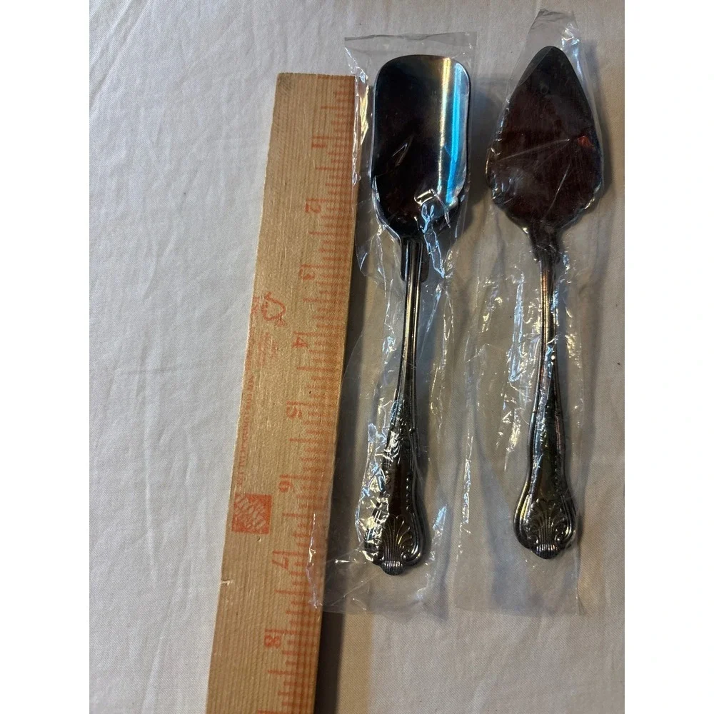 Cheeservs Cheese Serving Set 3pc Silver Like New Stainless Steel Japan Ornate
